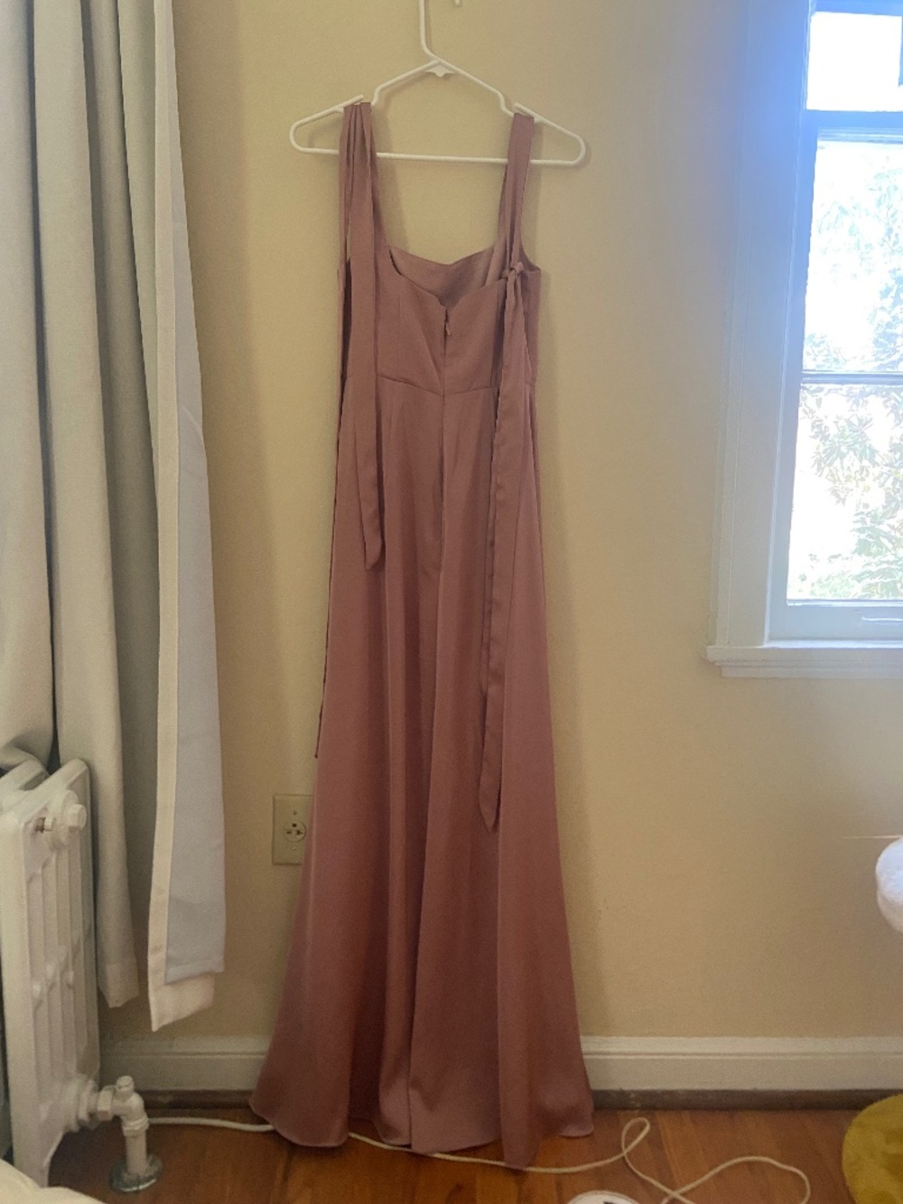 Azazie Frostine Stretch - Dusty Rose - A-Line Bow - Stretch Satin Dress - Picture 5 of 9